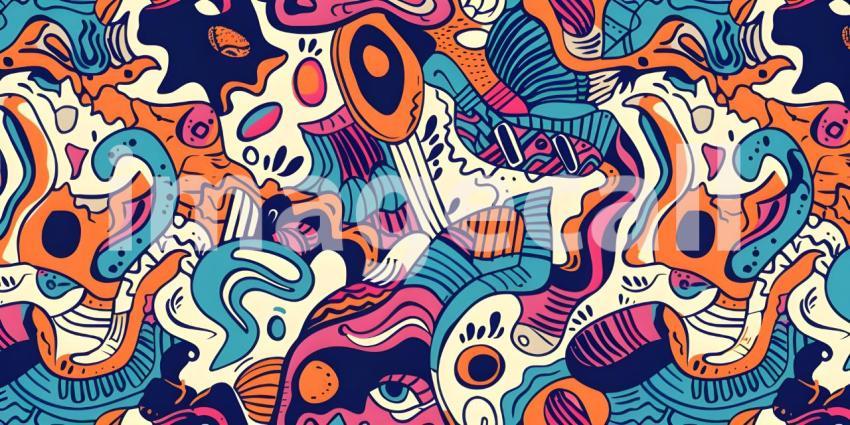 Cute doodle seamless pattern background - Ai Generated