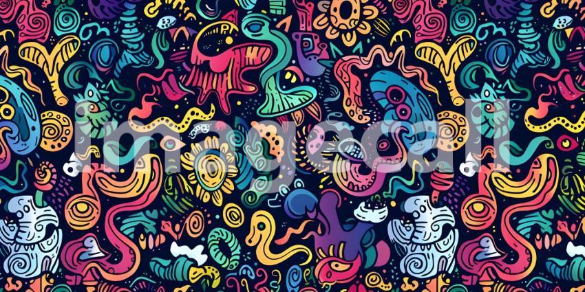Cute doodle seamless pattern background - Ai Generated