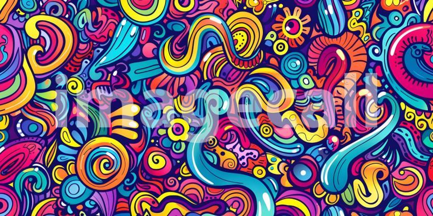 Cute doodle seamless pattern background - Ai Generated