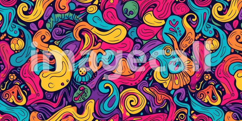 Cute doodle seamless pattern background - Ai Generated