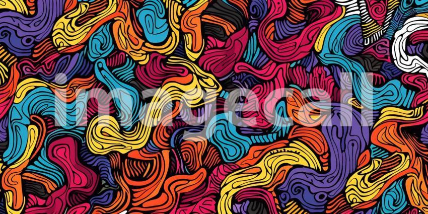 Cute doodle seamless pattern background - Ai Generated