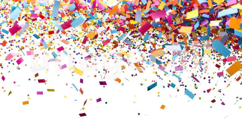 Multicolor confetti on white background - Ai Generated