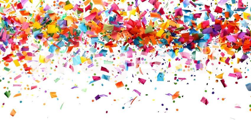 Multicolor confetti on white background - Ai Generated
