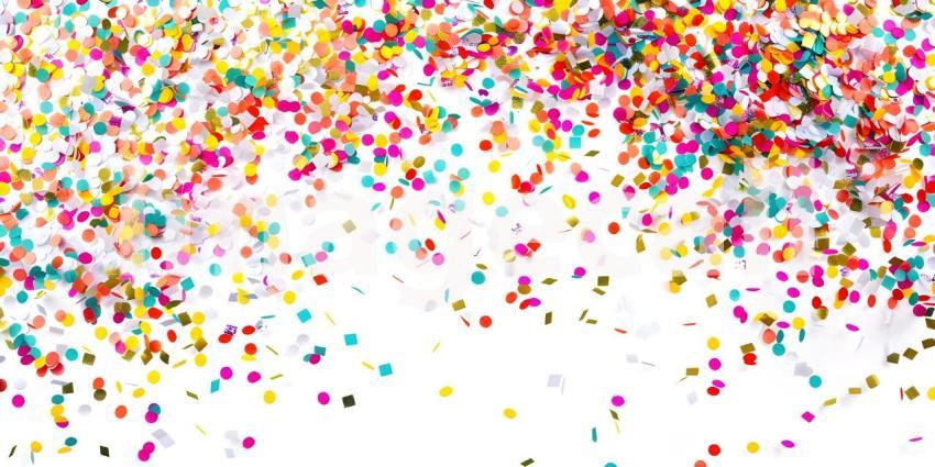 Multicolor confetti on white background - Ai Generated