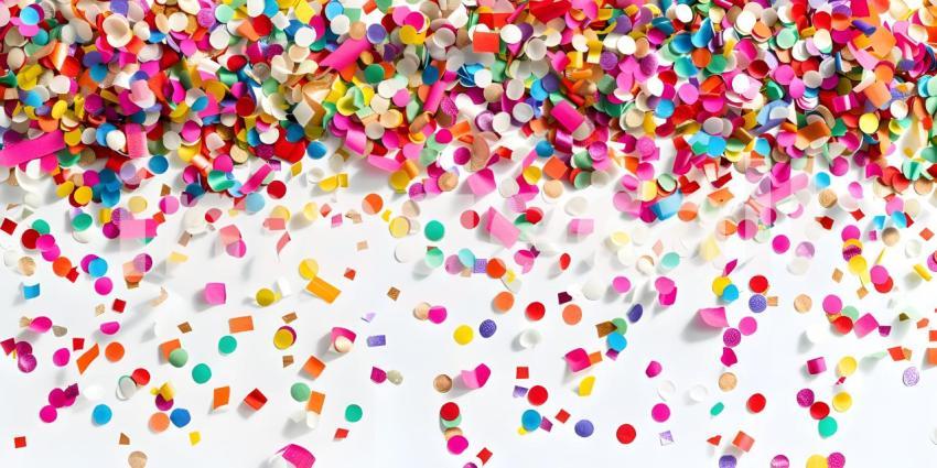 Multicolor confetti on white background - Ai Generated