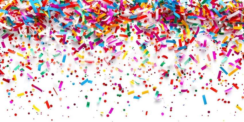 Multicolor confetti on white background - Ai Generated