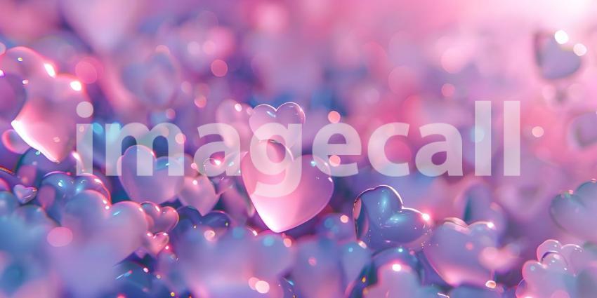 Neon pink hearts on white background - Ai Generated