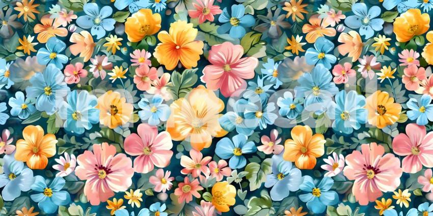 Seamless floral pattern with cute little flowers background - Ai Generated