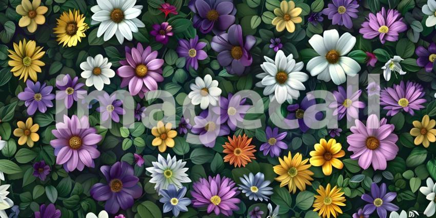 Seamless floral pattern with cute little flowers background - Ai Generated