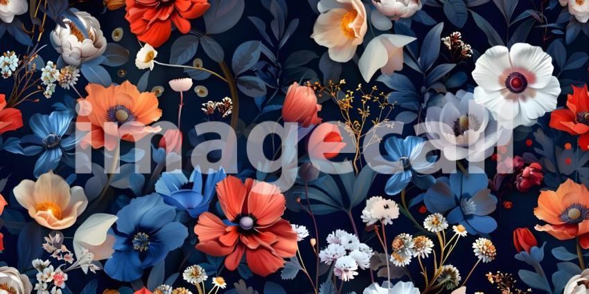 Seamless floral pattern with cute little flowers background - Ai Generated