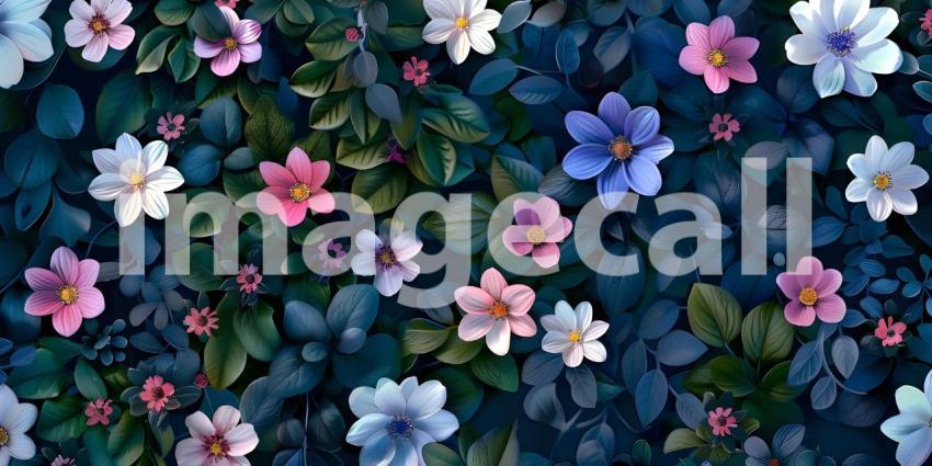 Seamless floral pattern with cute little flowers background - Ai Generated