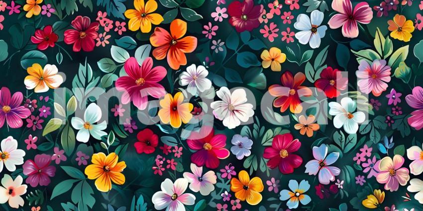 Seamless floral pattern with cute little flowers background - Ai Generated