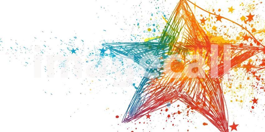 Star doodle Art on white background - Ai Generated