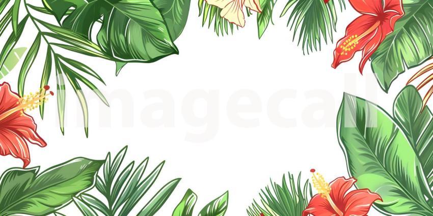 Tropical summer doodle with copy space for text background - Ai Generated