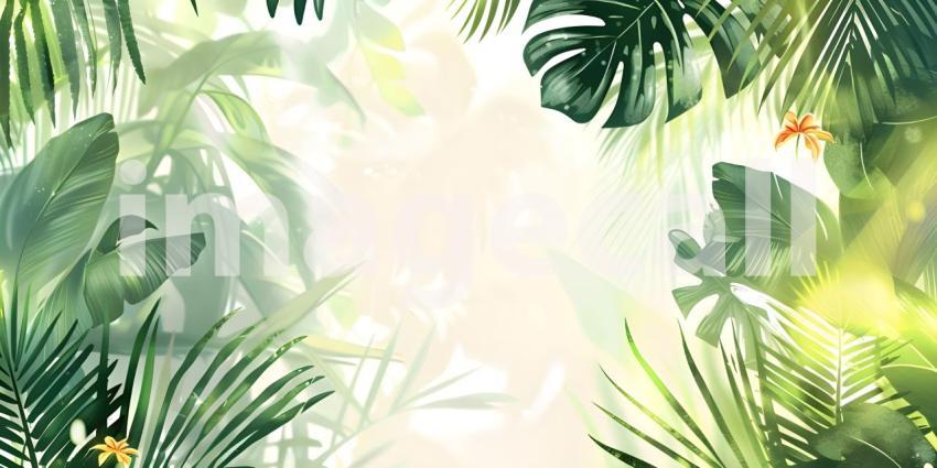 Tropical summer doodle with copy space for text background - Ai Generated