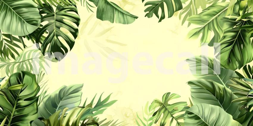 Tropical summer doodle with copy space for text background - Ai Generated
