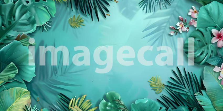 Tropical summer doodle with copy space for text background - Ai Generated