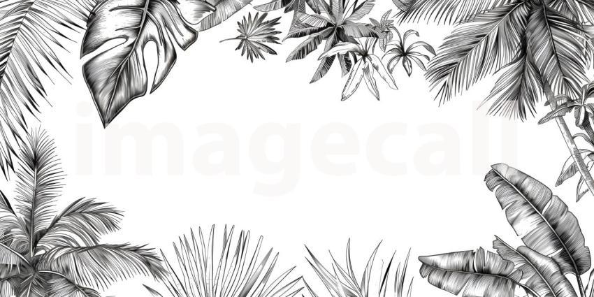 Tropical summer doodle with copy space for text background - Ai Generated
