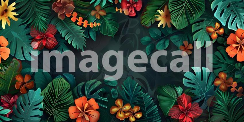 Tropical summer doodle with copy space for text background - Ai Generated