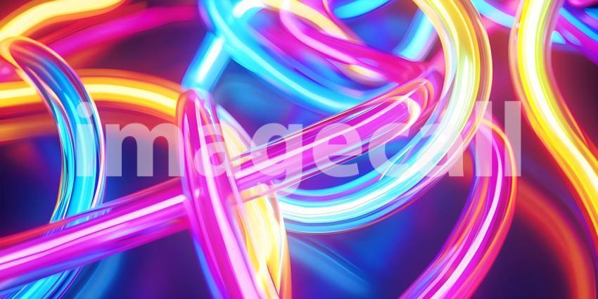 Twisted Neon glowing lines background - Ai Generated