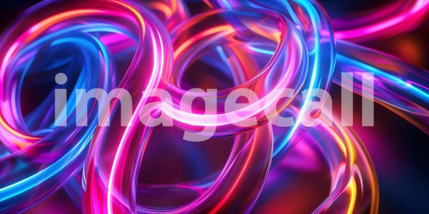 Twisted Neon glowing lines background - Ai Generated
