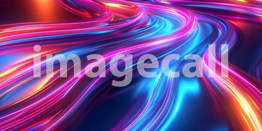 Twisted Neon glowing lines background - Ai Generated