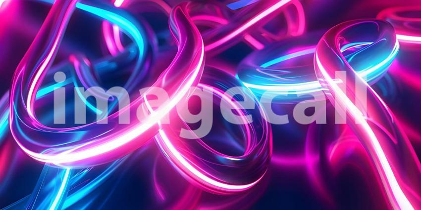 Twisted Neon glowing lines background - Ai Generated