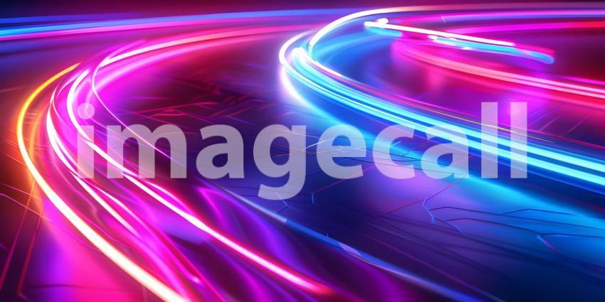 Twisted Neon glowing lines background - Ai Generated