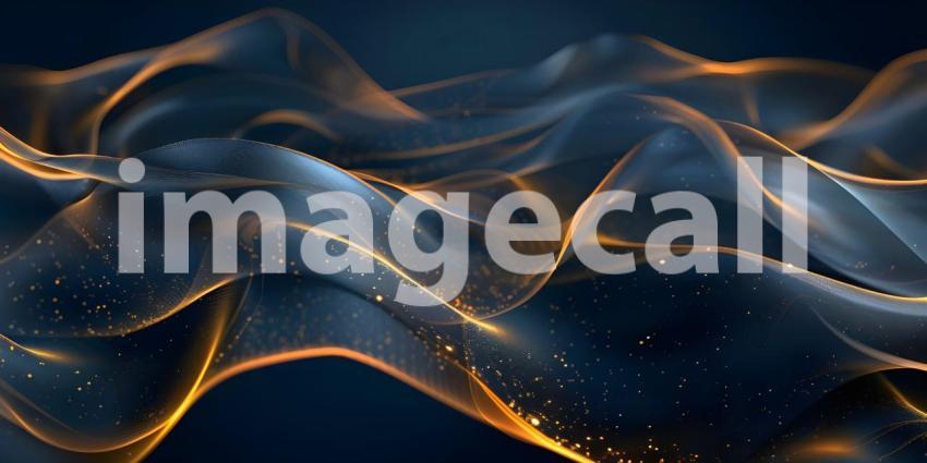 Abstract dark wave background with ribbon gold lines - Ai Genera