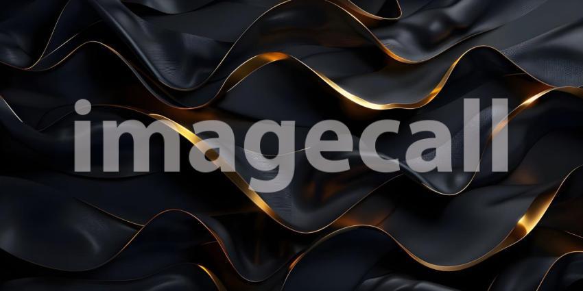 Abstract dark wave background with ribbon gold lines - Ai Genera