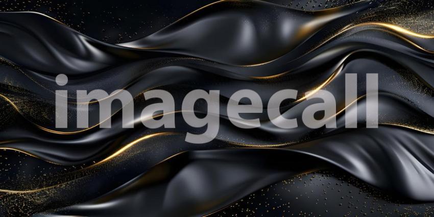 Abstract dark wave background with ribbon gold lines - Ai Genera