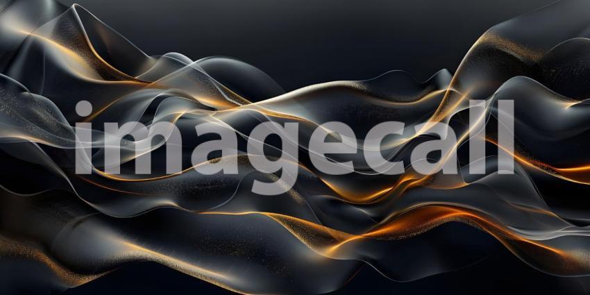 Abstract dark wave background with ribbon gold lines - Ai Genera