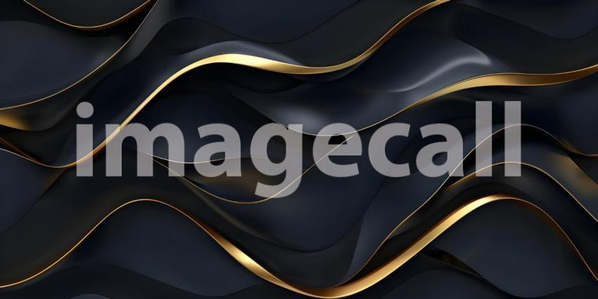 Abstract dark wave background with ribbon gold lines - Ai Genera