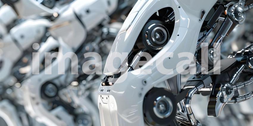 Automated Robot Arm Assembly Line Manufacturing background - Ai