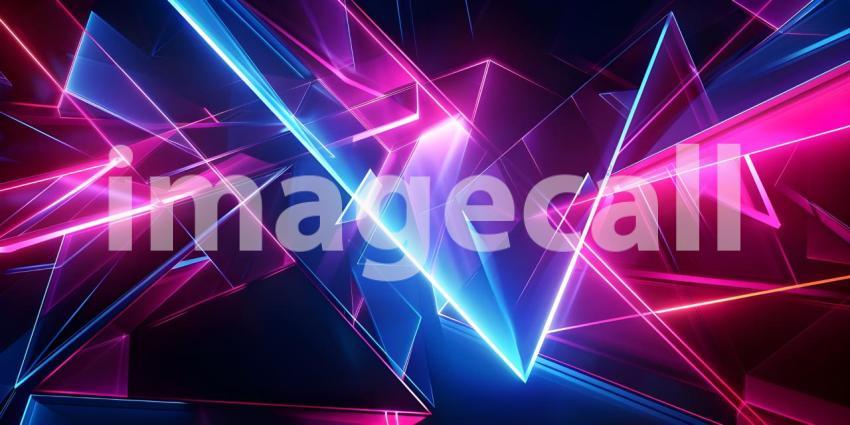 Beautiful Abstract neon light geometric background - Ai Generate