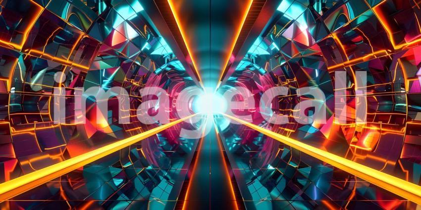 Beautiful Abstract neon light geometric background - Ai Generate
