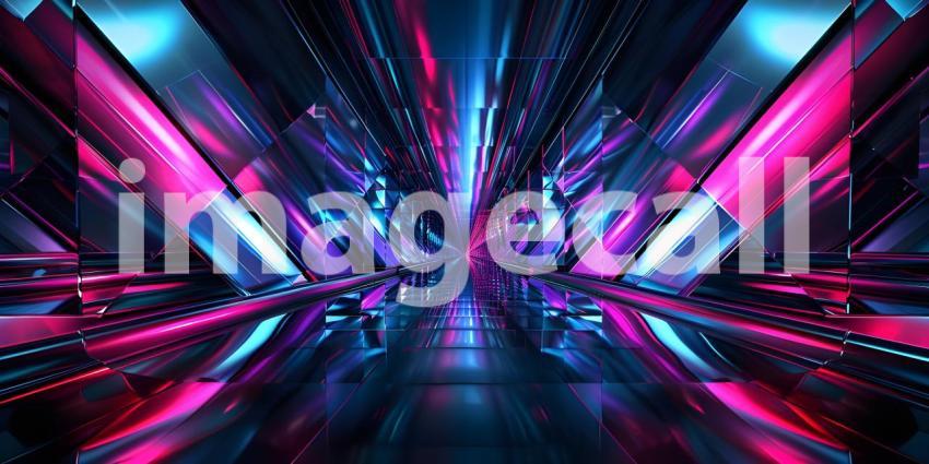 Beautiful Abstract neon light geometric background - Ai Generate