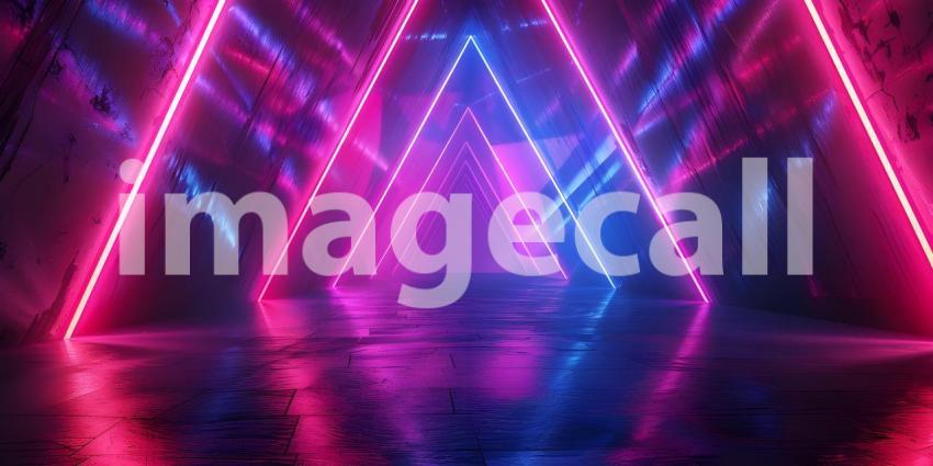 Beautiful Abstract neon light geometric background - Ai Generate