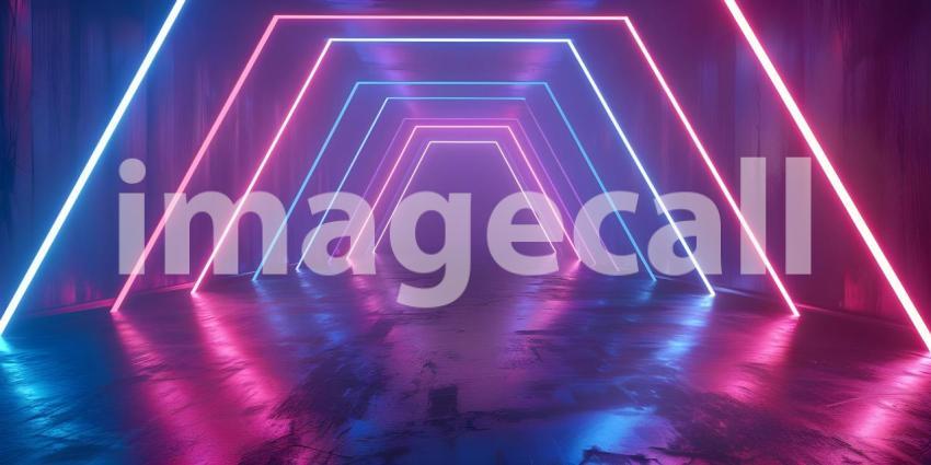 Beautiful Abstract neon light geometric background - Ai Generate