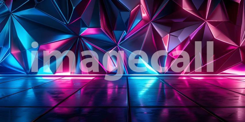 Beautiful Abstract neon light geometric background - Ai Generate