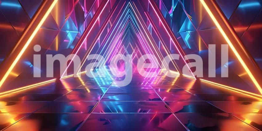 Beautiful Abstract neon light geometric background - Ai Generate