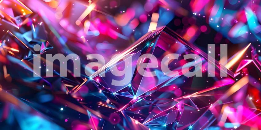 Beautiful Abstract neon light geometric background - Ai Generate