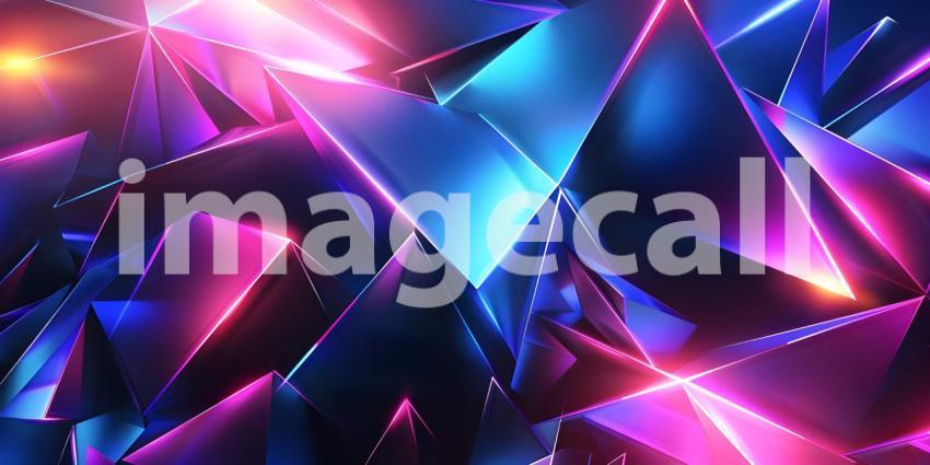 Beautiful Abstract neon light geometric background - Ai Generate