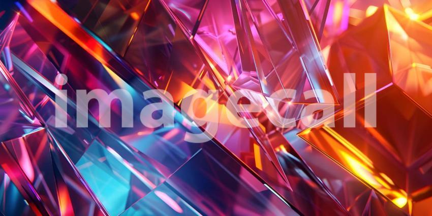 Beautiful Abstract neon light geometric background - Ai Generate