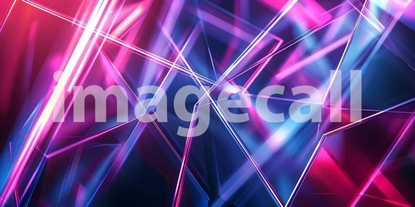 Beautiful Abstract neon light geometric background - Ai Generate