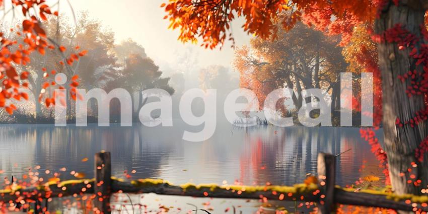 Beautiful autumn scene in the park background - Ai Generated