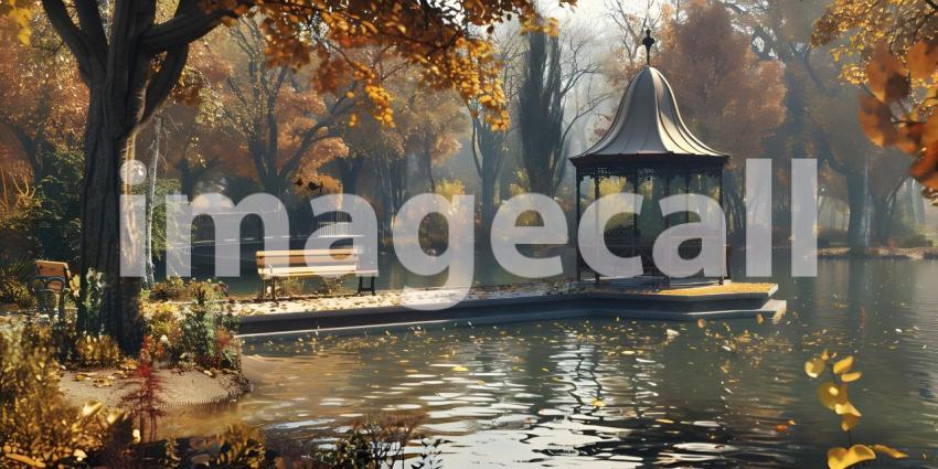 Beautiful autumn scene in the park background - Ai Generated