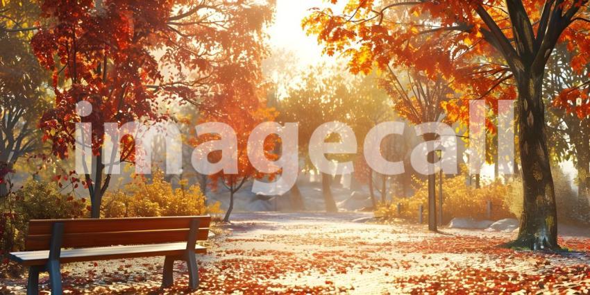 Beautiful autumn scene in the park background - Ai Generated