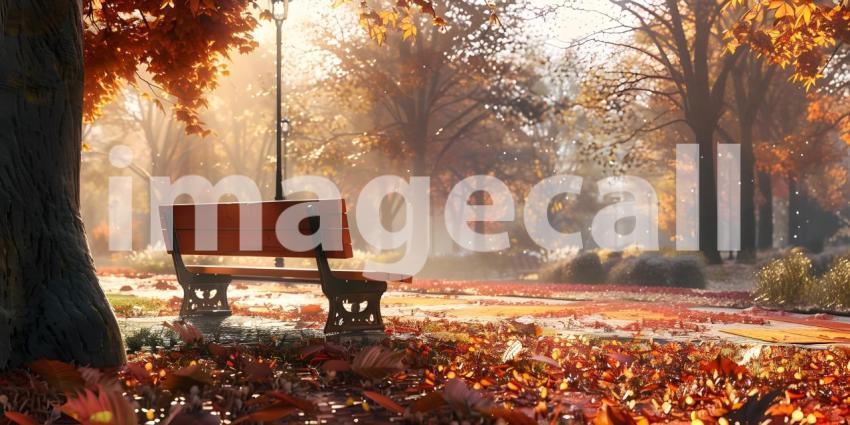 Beautiful autumn scene in the park background - Ai Generated