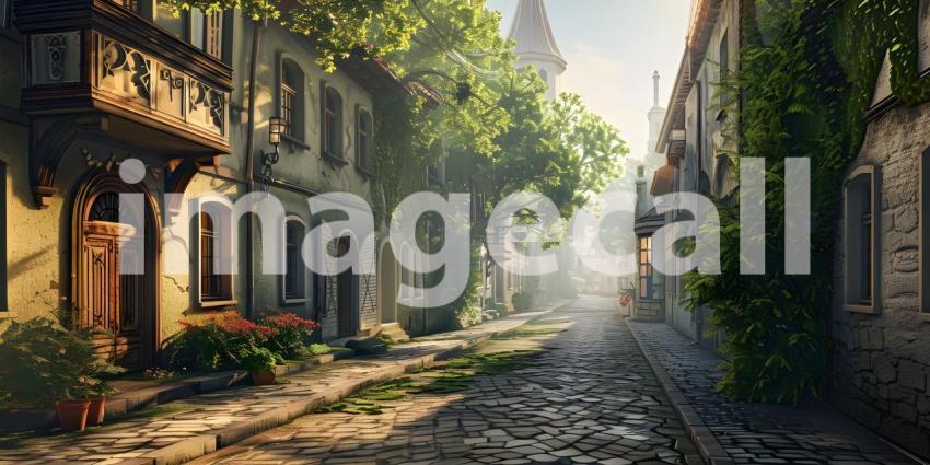 Beautiful old town background - Ai Generated